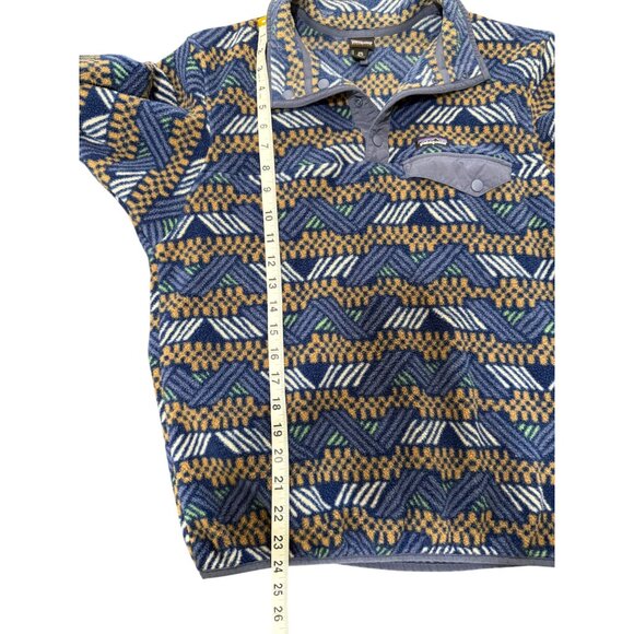 Patagonia Synchilla Fleece Pullover Snap-T Geometric Blue Cliffside Kids XXL - Picture 5 of 6